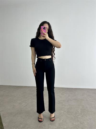 Toparlayıcı Mini Flare Siyah Jean