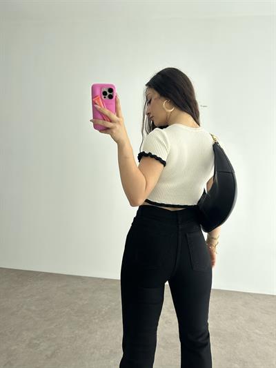 Toparlayıcı Mini Flare Siyah Jean