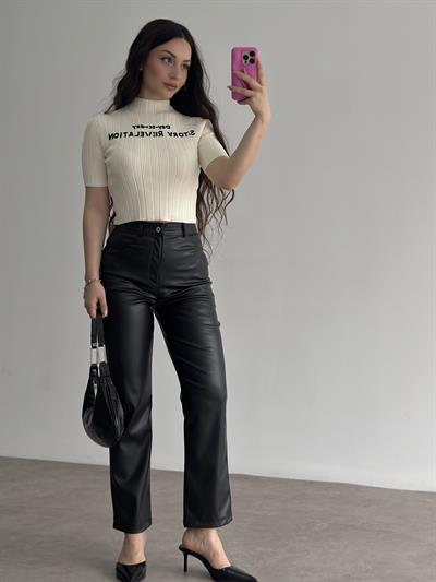 TWS Orijinal Sloganlı Ekru Üst