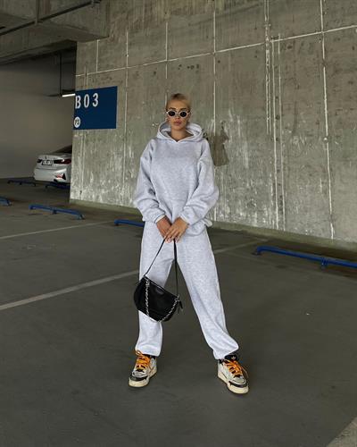 Üç İplik Şordonlu Eşofman Takım Gri