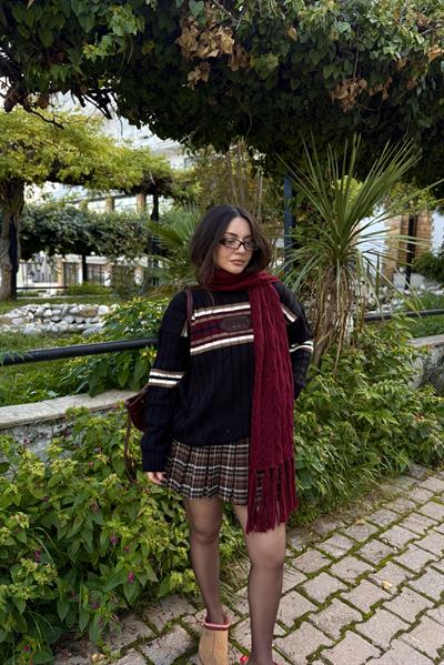 Urban Orj Çizgili Siyah Kazak