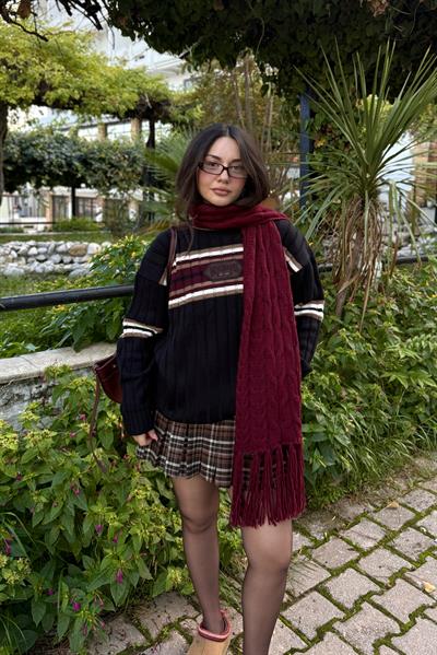 Urban Orj Çizgili Siyah Kazak