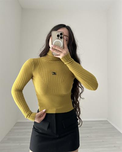 Urban Outfitters Yağ Yeşili Dik Yaka Bluz