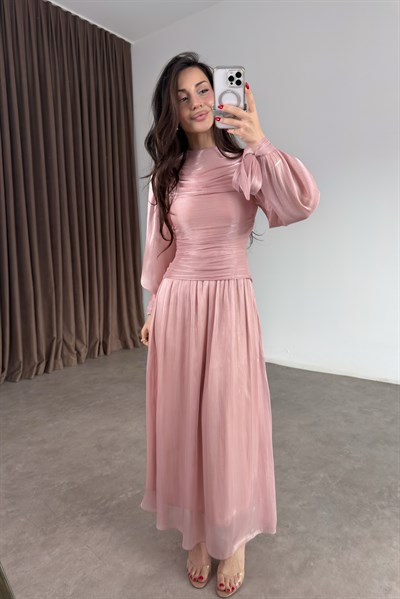 Valea Işıltılı Soft Pembe Elbise