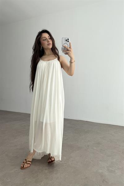 Valeria Premium Ekru Elbise