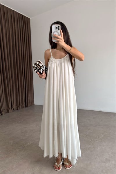 Valeria Premiumm Ekru Elbise