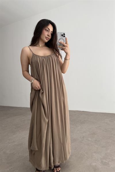 Valeria Premium Kahve Elbise