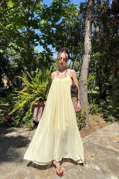 Valeria Premiumm Pudra Sarı Elbise