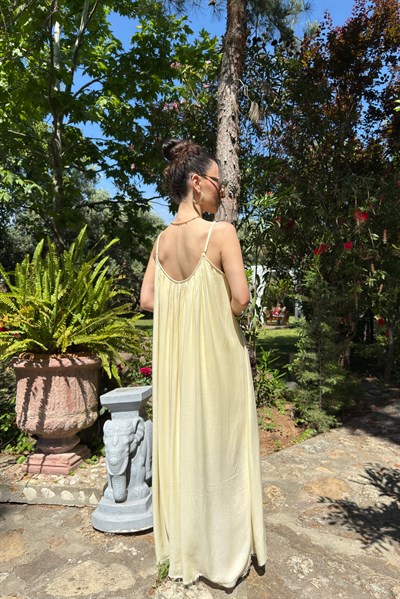 Valeria Premium Pudra Sarı Elbise