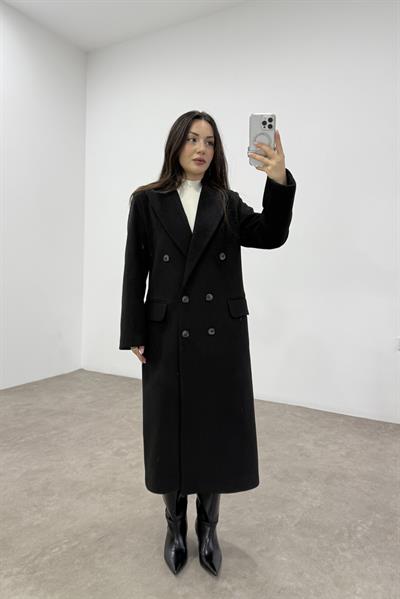 Vkk Orj. Kaşmir Yünlü Siyah Klasik Kaban