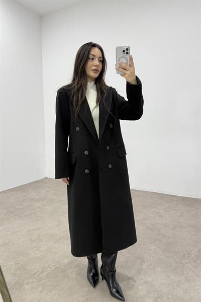 Vkk Orj. Kaşmir Yünlü Siyah Klasik Kaban