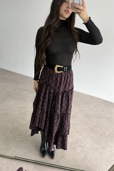 Volanlı Ekose Denli Asimetrik Etek