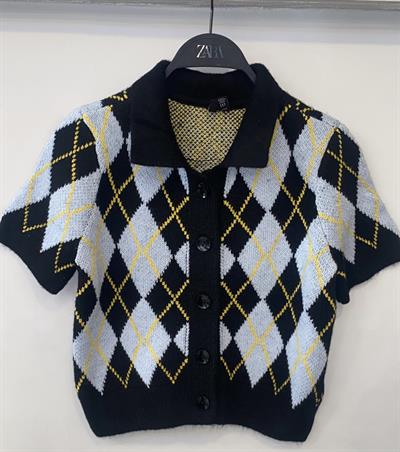 Vro Mda Orijinal Baklava Desenli Mavi Kazak