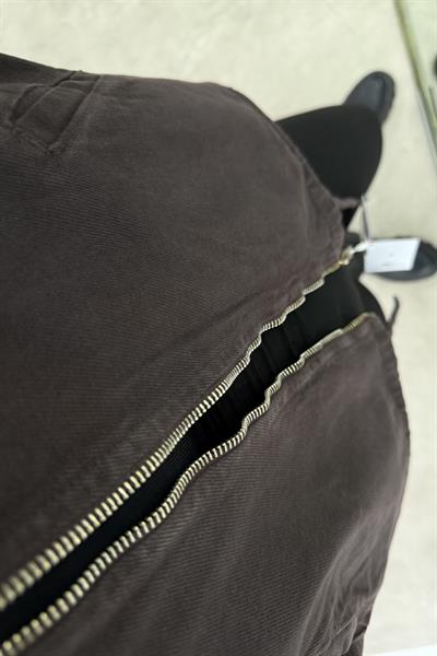 Yakalı Fermuarlı Orj Marka Kahve Denim Ceket