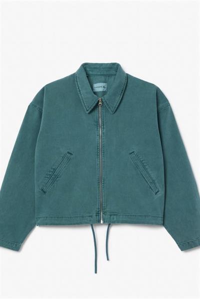 Yakalı Fermuarlı Orj Marka Yeşil Denim Ceket