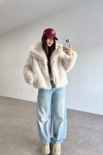 Yakalı Kruvaze Taş Kürk