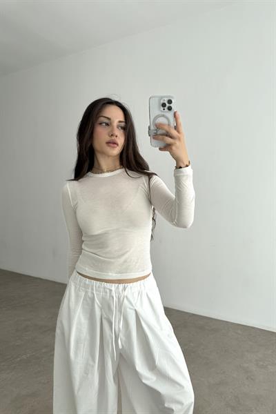 Yarı Pamuklu Beyaz Body