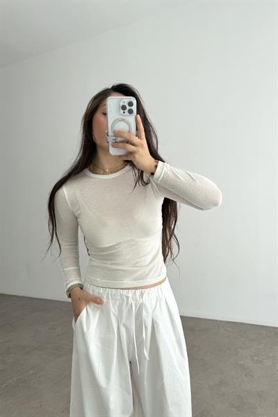 Yarı Pamuklu Beyaz Body