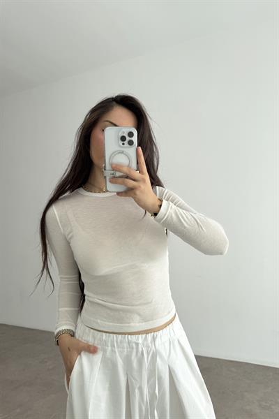 Yarı Pamuklu Beyaz Body