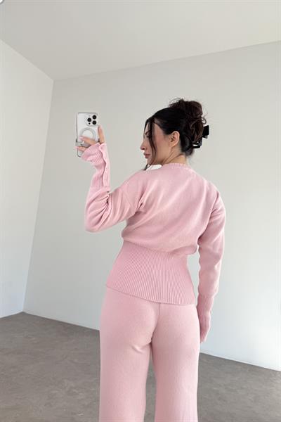 Zımbalı Bele Oturan Pembe Takım