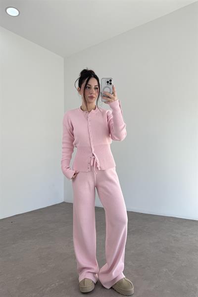 Zımbalı Bele Oturan Pembe Takım