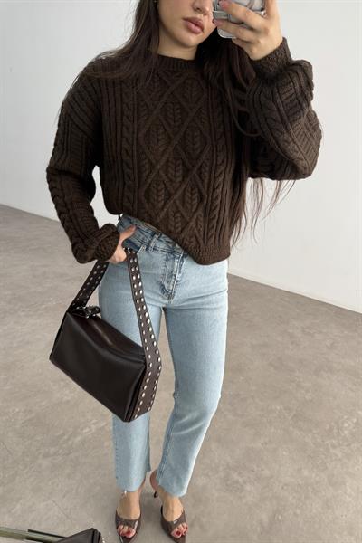 Zımbalı Deri Baget Acı Kahve Çanta