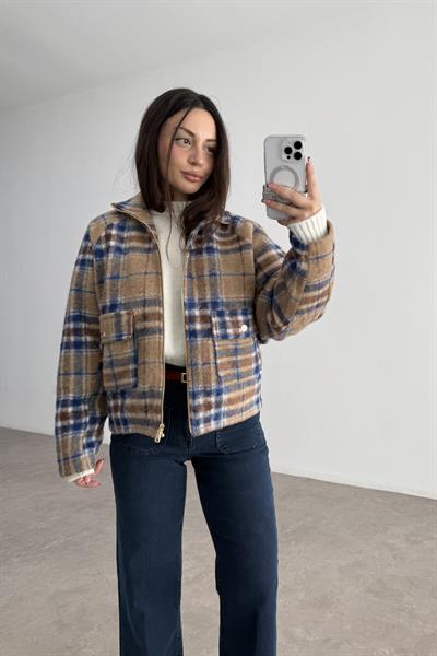 Zr. Kaşe Ekose Camel Ceket  