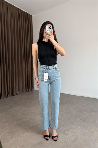 ZR Boyfit Dream Blue Taşlı Jean