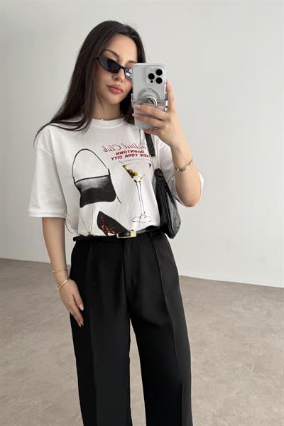 ZR Cocktail Club Baskılı T-shirt