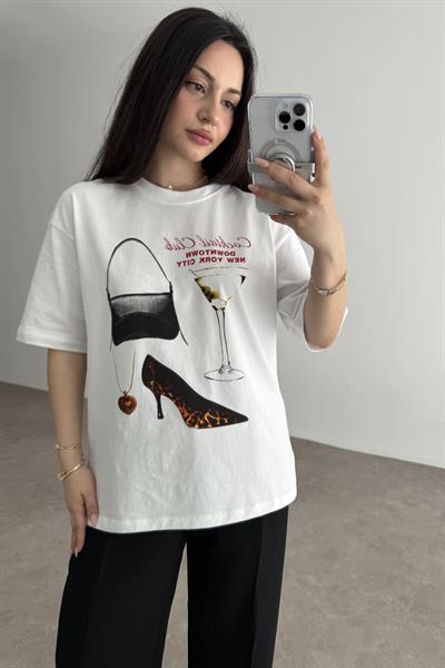 ZR Cocktail Club Baskılı T-shirt