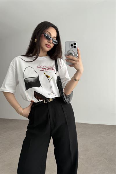 ZR Cocktail Club Baskılı T-shirt