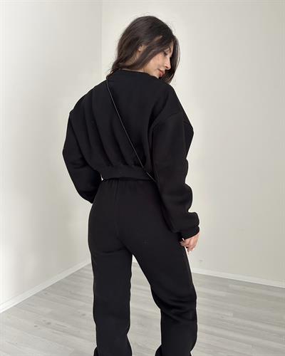 ZR Crop Siyah Eşofman Takımı