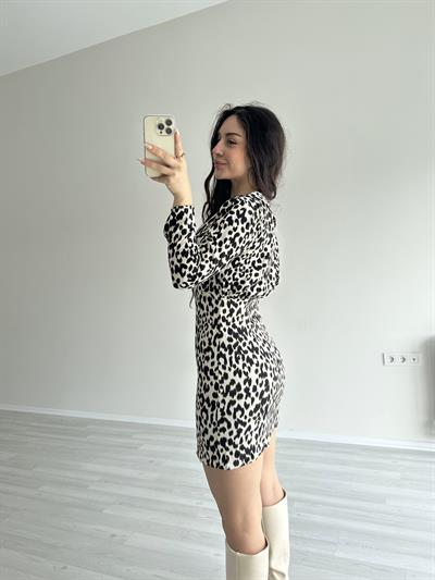 ZR Leopar Desenli Elbise
