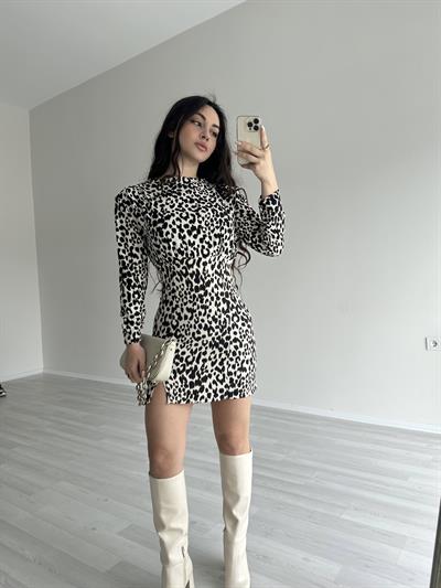 ZR Leopar Desenli Elbise