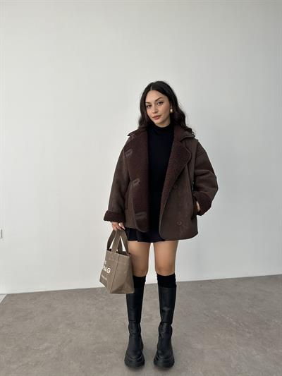 ZR Model Acı Kahve Teddy Mont