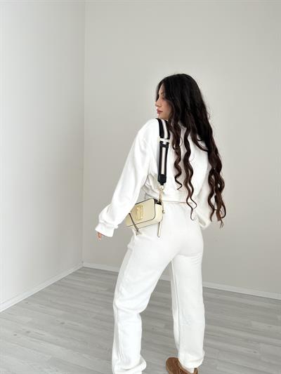 ZR Model Crop Beyaz Eşofman Takımı