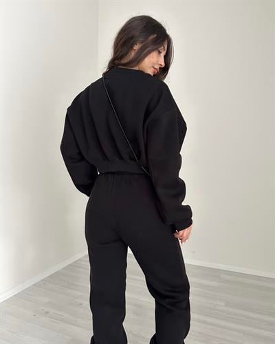 ZR Orijinal Crop Siyah Eşofman Takımı