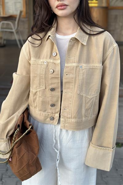 Zr Orijinal Kolları Katlama Detaylı Denim Ceket   