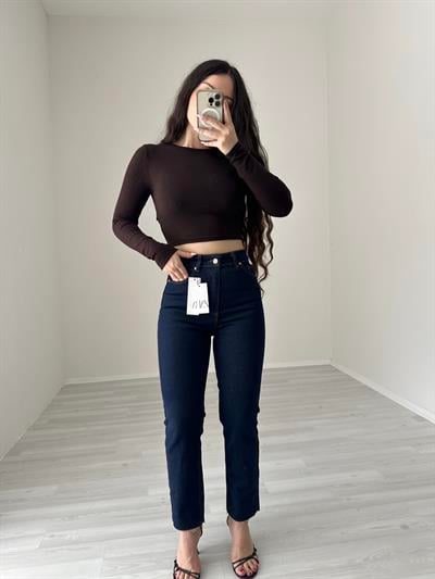 ZR Orijinal Koyu Lacivert Boyfit Jean