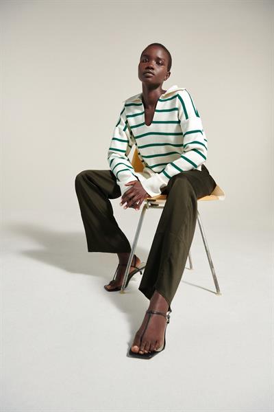 ZR Orijinal Yakalı Çizgili Kazak