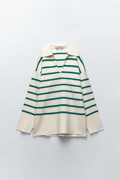 ZR Orijinal Yakalı Çizgili Kazak