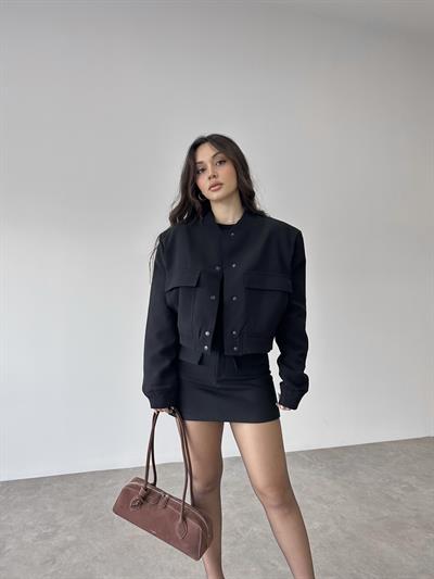 Orj. Cep Detaylı Zr Bomber Ceket Siyah