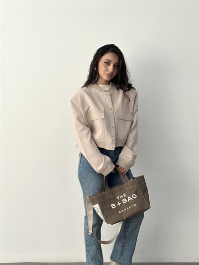 Orj. Cep Detaylı Zr. Bomber Ceket Bej