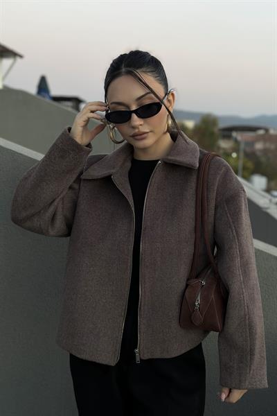 ZR Orj. Kalın Kaşe Dokulu Koyu Kahve Ceket