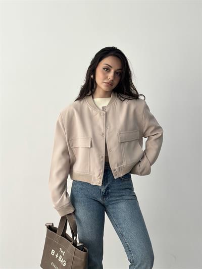 Orj. Cep Detaylı Zr. Bomber Ceket Bej
