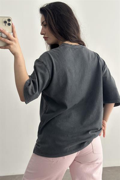 Zr Orj. Asit Yıkama Etiket Detaylı T-shirt