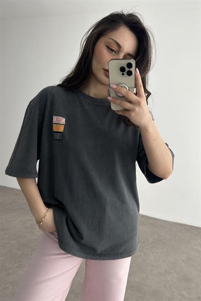 Zr Orj. Asit Yıkama Etiket Detaylı T-shirt