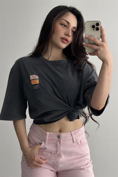 Zr Orj. Asit Yıkama Etiket Detaylı T-shirt