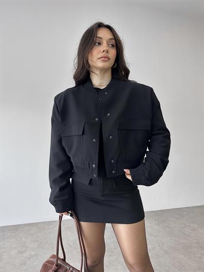 Orj. Cep Detaylı Zr Bomber Ceket Siyah