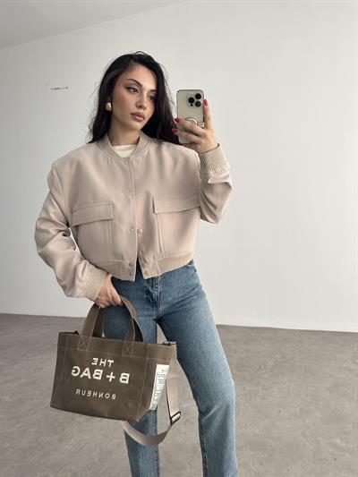 Orj. Cep Detaylı Zr. Bomber Ceket Bej